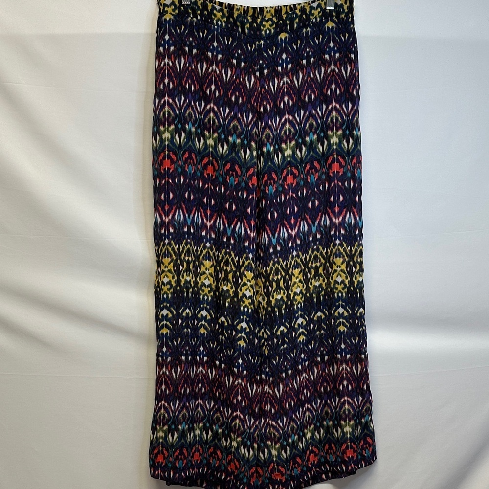 Bisou Bisou Colorful Boho Palazzo Pants Wide Leg Flowy Festival Sheer Summer L
